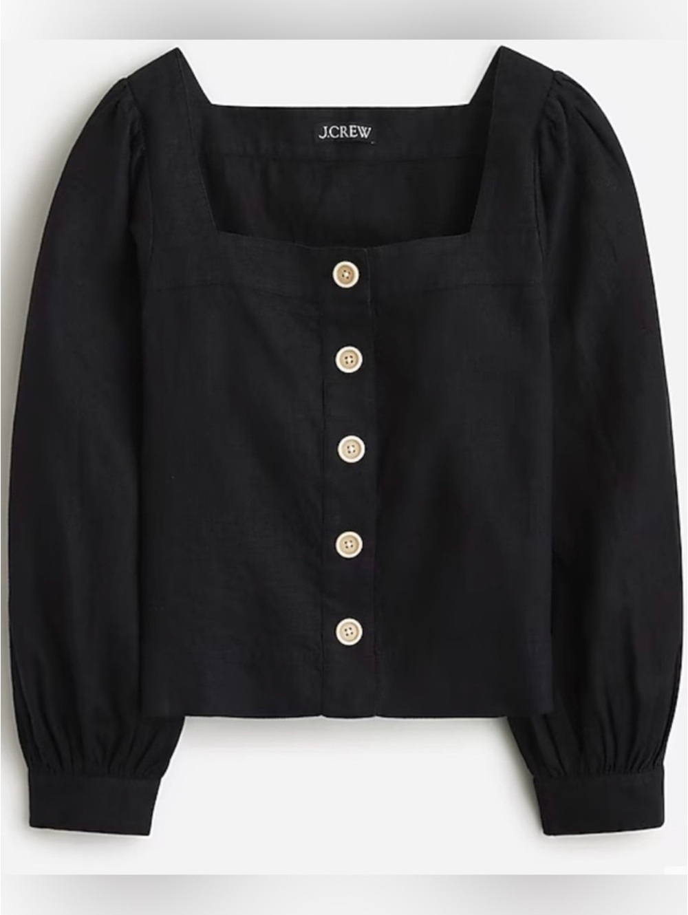 J. Crew Linen Square Neck Button Up Blouse